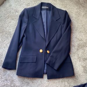 Navy blue 100% wool dress jacket and vest